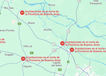 Temporal en Buenos Aires: dos micros con alumnos varados en la Ruta 9 por las inundaciones