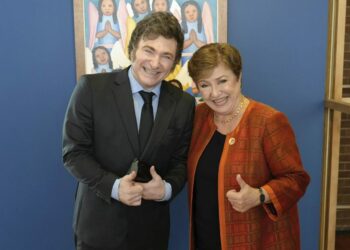Javier Milei con la titular del FMI, Kristalina Georgieva
