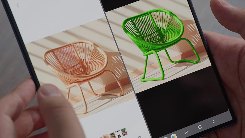 Así son los nuevos plegables Galaxy Z que llegan acompañados de un smartwatch Gemini analiza la imagen de la habitación, recomienda una silla adecuada e incluso la convierte en el color deseado.