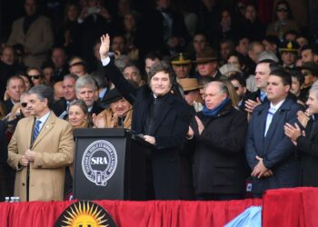 El presidente Javier Milei participó hoy del acto central de la Expo de la Sociedad Rural Argentina (SRA).