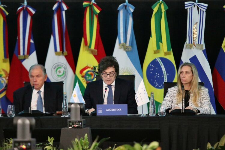 El Presidente Javier Milei en la Cumbre del Mercosur.