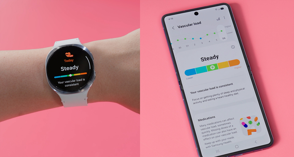 Así son los nuevos plegables Galaxy Z que llegan acompañados de un smartwatch Vascular Load monitorea el estrés en el sistema vascular del usuario durante el sueño.