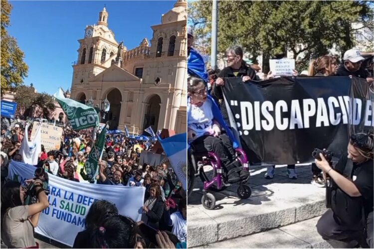 La masiva movilización se concretó frente a la Catedral.