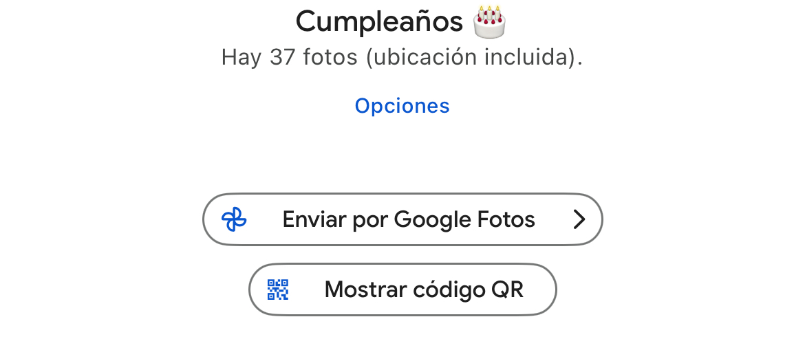 Código QR de Google Fotos.