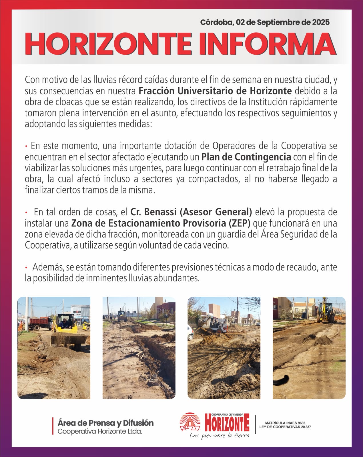 Horizonte refuerza medidas tras lluvias récord y obras de cloacas