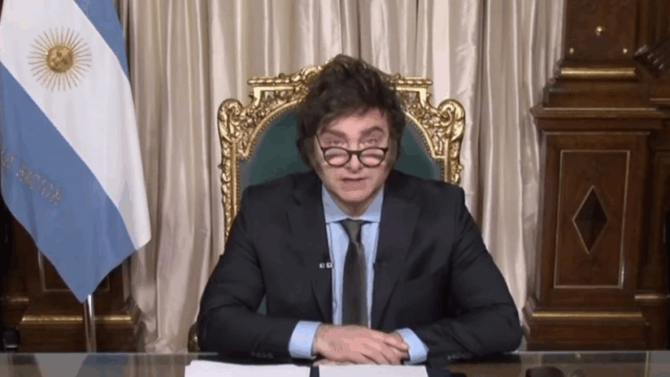 El Presidente Javier Milei en Cadena Nacional.
