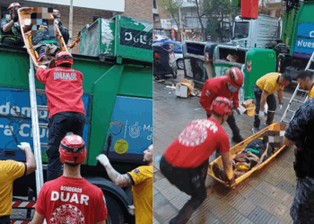 Rescataron a un hombre que quedó atrapado en un camión recolector de basura