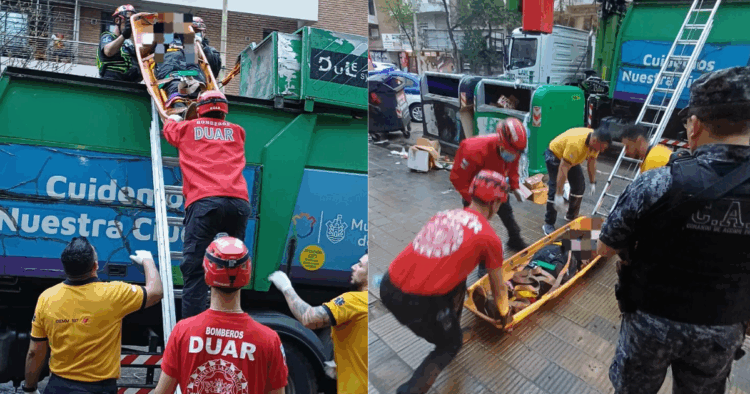 En Av. Velez Sarsfield al 1200, personal del DUAR rescató a un hombre en situación de calle del interior de un camión recolector de residuos. Momentos antes, este rodado había cargado un contenedor de basura que se encontraba en la vía pública con esta persona, quien se encontraba durmiendo en su interior.