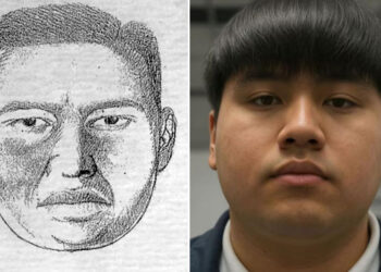 El identikit del violador serial difundido en 2004 y la imagen que recrea la foto de Pequeño J.