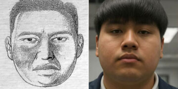 El identikit del violador serial difundido en 2004 y la imagen que recrea la foto de Pequeño J.