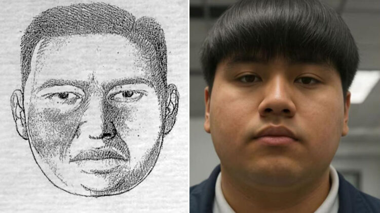 El identikit del violador serial difundido en 2004 y la imagen que recrea la foto de Pequeño J.