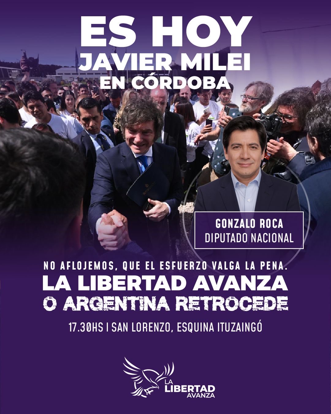 Milei llegó a Córdoba para la recta final de la campaña