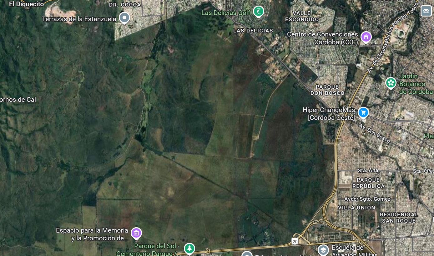 ¿Petri vende las 13.000 hectáreas del Ejército en Córdoba? La vista en Google Maps del predio que estaría en venta.