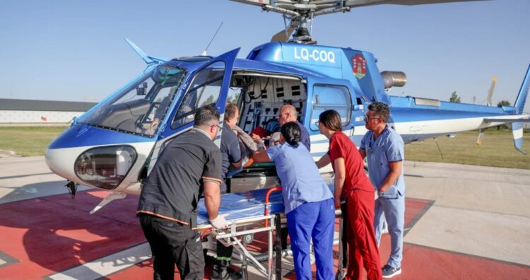 Rescate aéreo: una mujer de 90 fue trasladada de emergencia