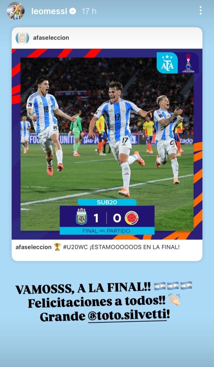 El apoyo del 10: la Sub-20 a la final y el festejo de Messi El apoyo del 10: la Sub-20 a la final y el festejo de Messi