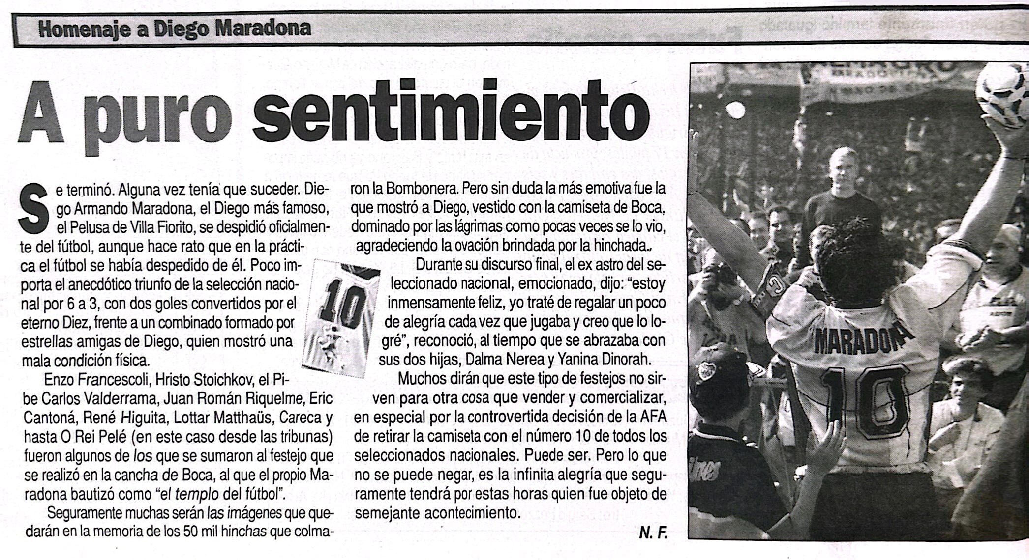 La pelota no se mancha: a 24 años del partido homenaje a Maradona