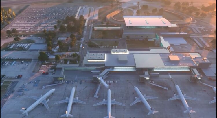 Render del proyecto de Ampliación del Aeropuerto Ambrosio Taravella.