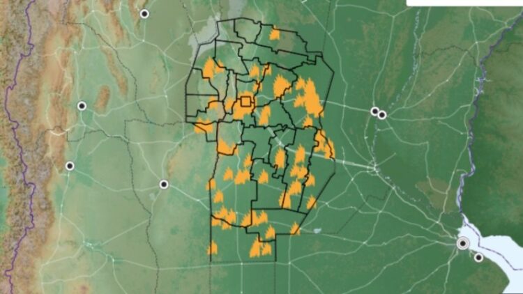 Áreas afectadas por incendios en 2025 según La Infraestructura de Datos Espaciales de la Provincia de Córdoba  (Idecor).