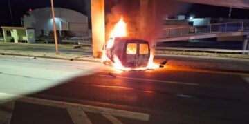 Chocó contra un poste, se incendió su auto y murió