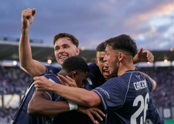 El festejo albiazul en el Kempes tras una victoria que vale doble