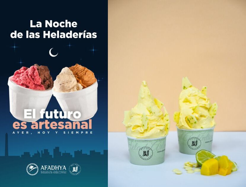 Folleto de la Noche de las heladerìas y helado nuevo sabor argentino.