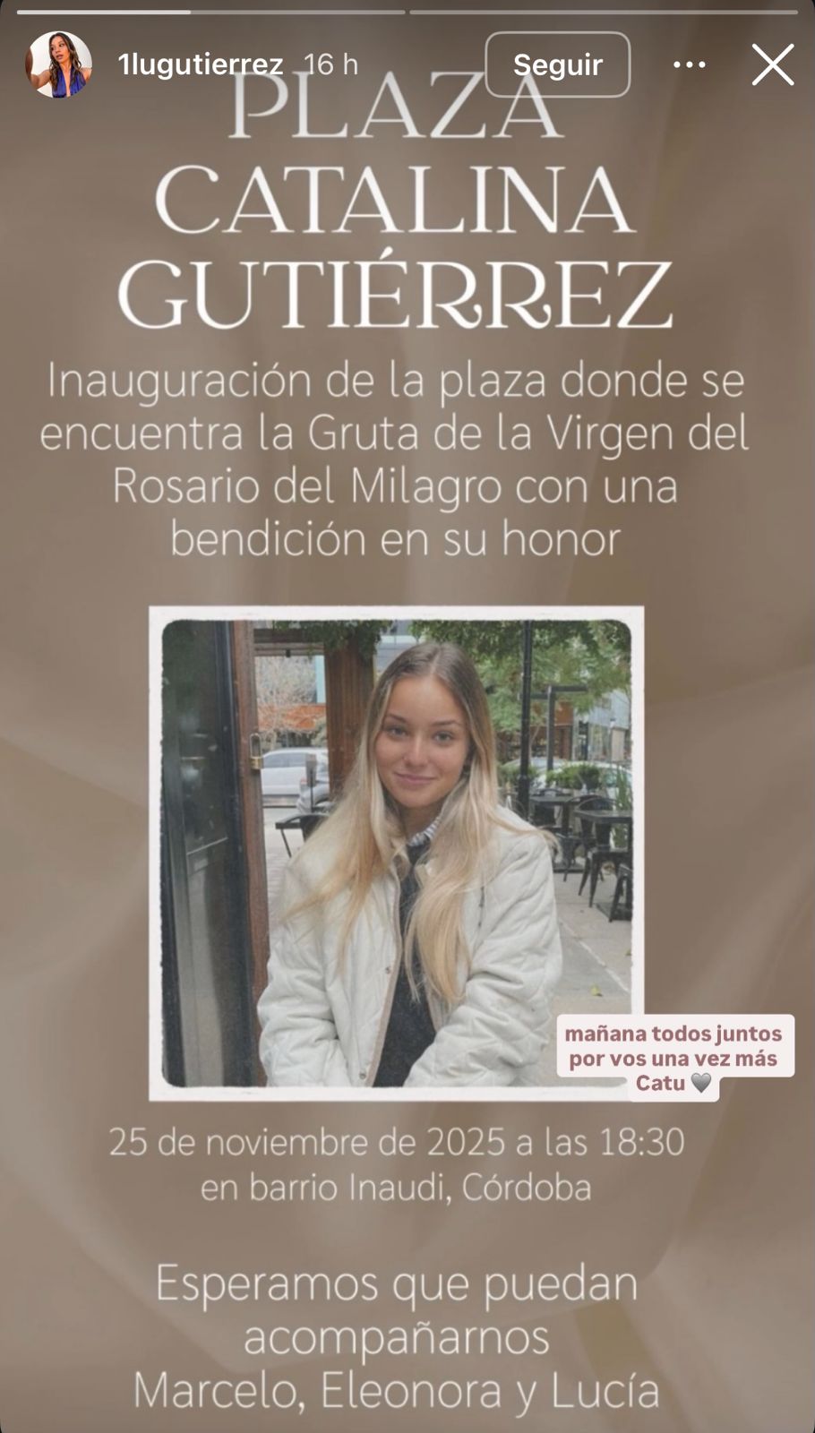 Inauguran una plaza en memoria de Catalina Gutiérrez Inauguran una plaza en memoria de Catalina Gutiérrez