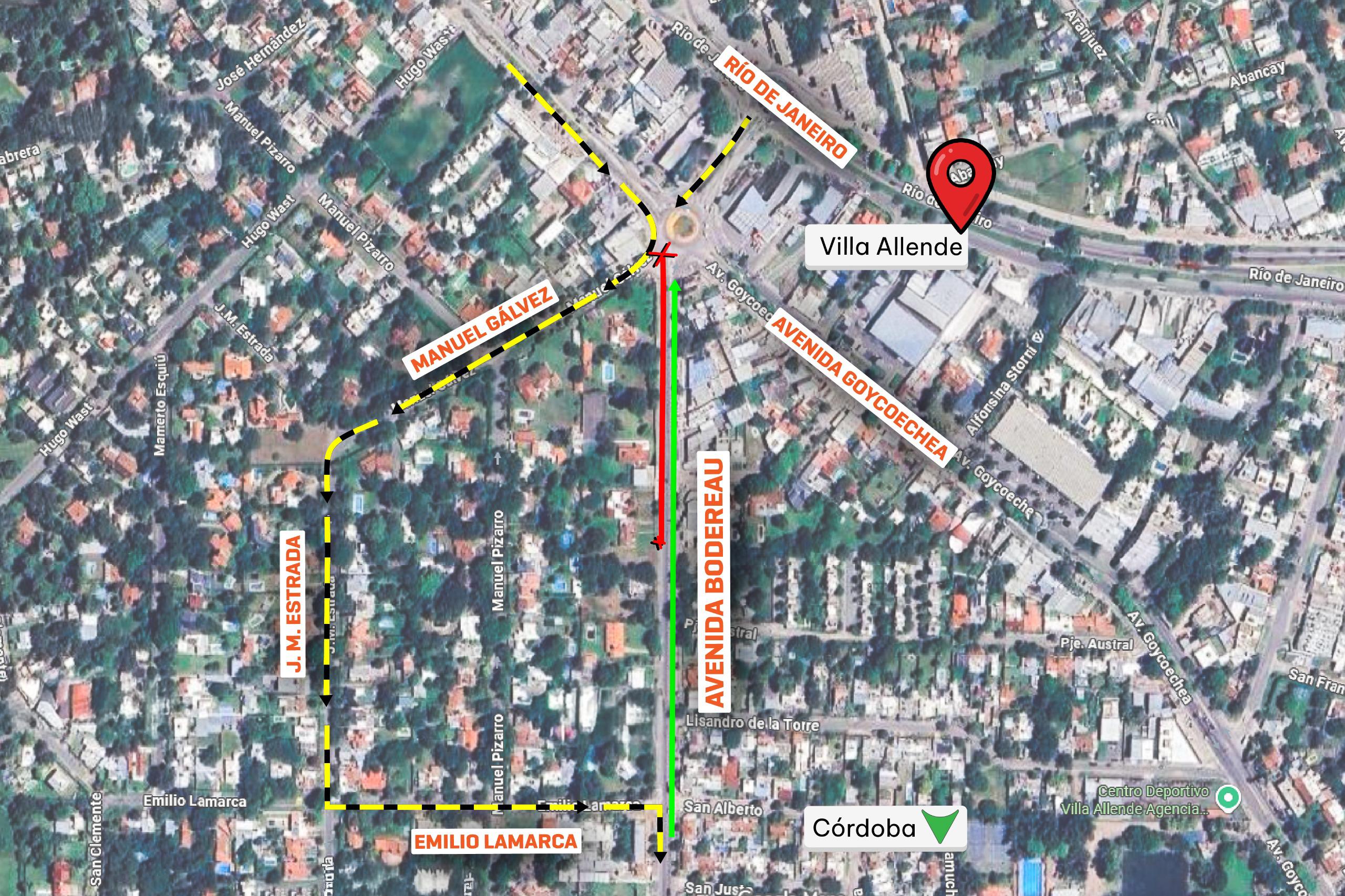 Desvíos por el ensanche de la Avenida Bodereau