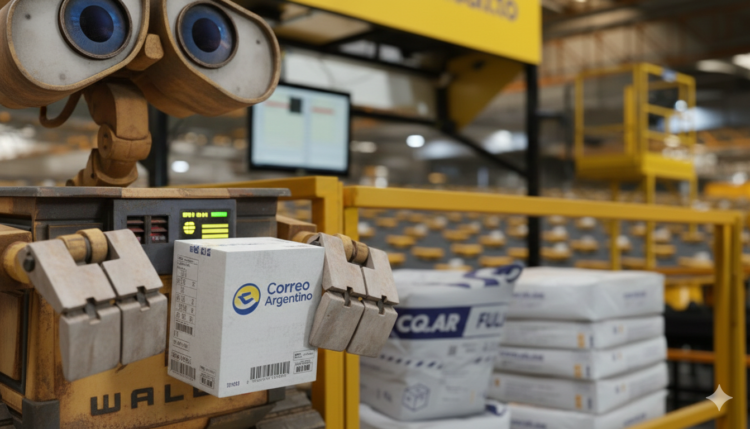 El Correo Argentino inaugura el primer sistema de clasificación robotizado en Latinoamérica Imagen generada con Inteligecia Artificial.