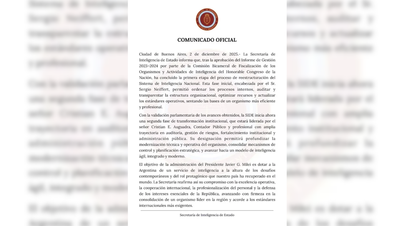 SIDE: el Gobierno desplazó a Sergio Neiffert y designó a Cristian Auguadra