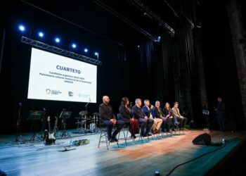 El municipio, durante la presentación en 2014 en la que anunció que la Unesco había admitido al cuarteto como candidato argentino.