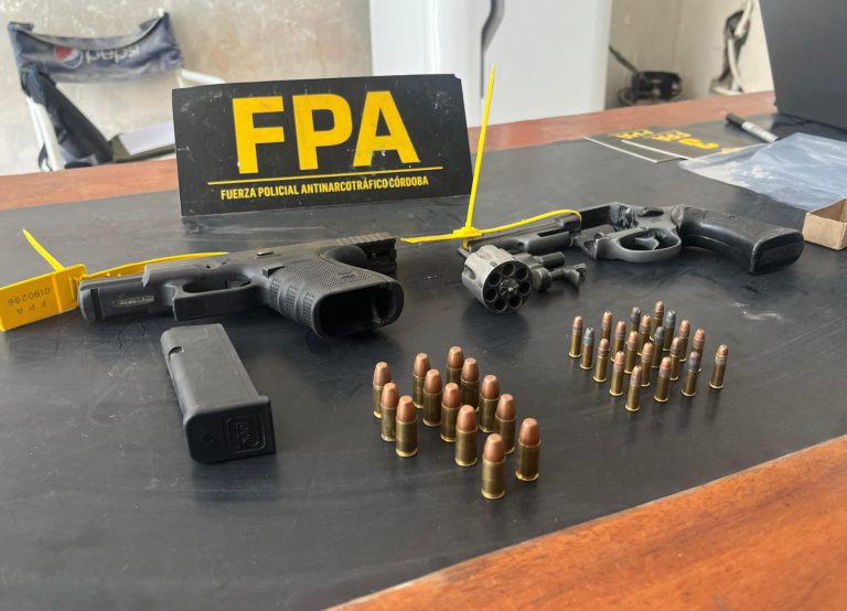 Entre los secuestros también se encuentran dos armas cortas, cartuchos y elementos vinculados al tráfico de drogas