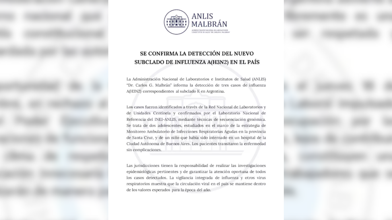 Monitoreo sanitario: ANLIS Malbrán refuerza la vigilancia de virus respiratorios.