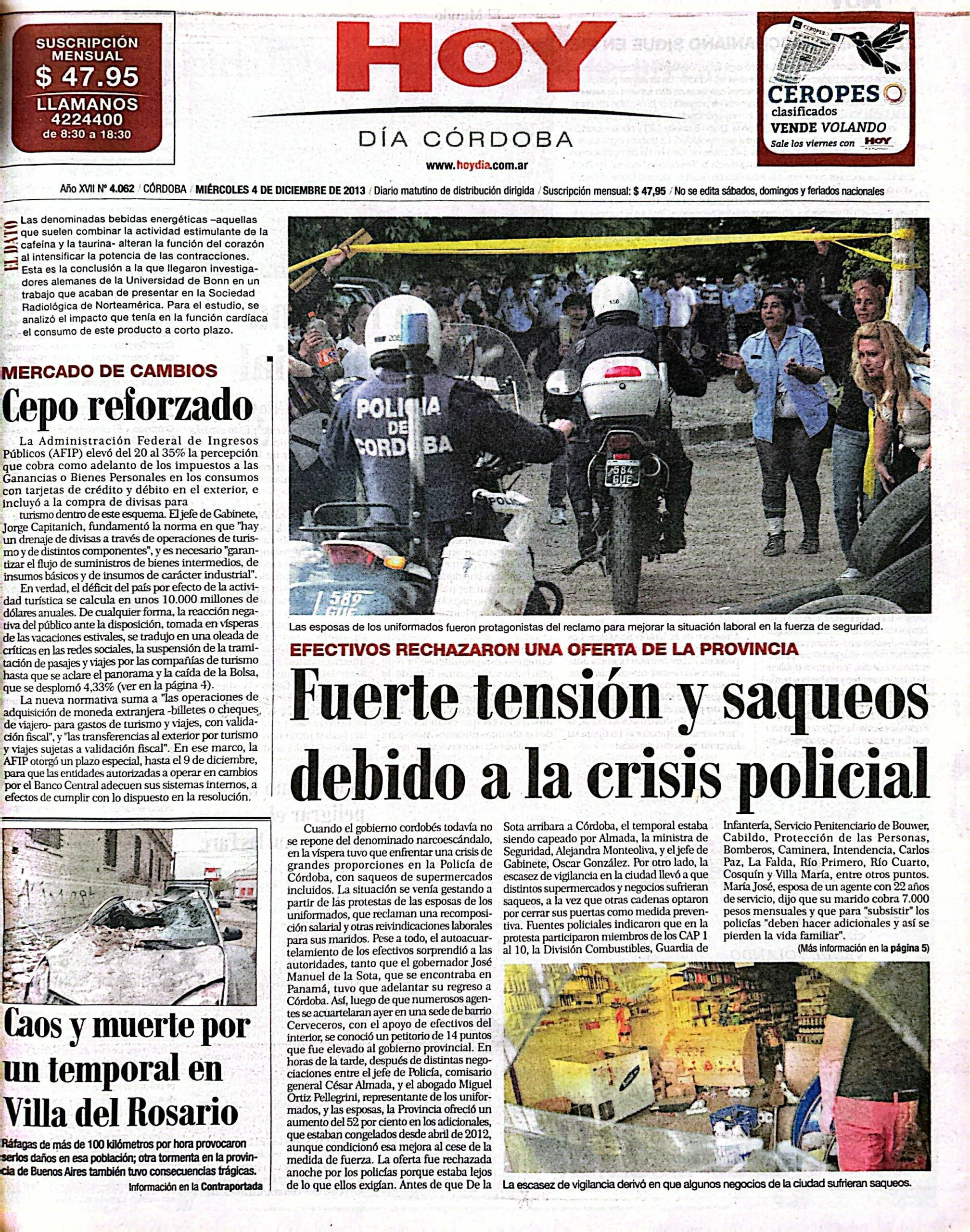 El día que no pudimos distribuir el Hoy Día Córdoba