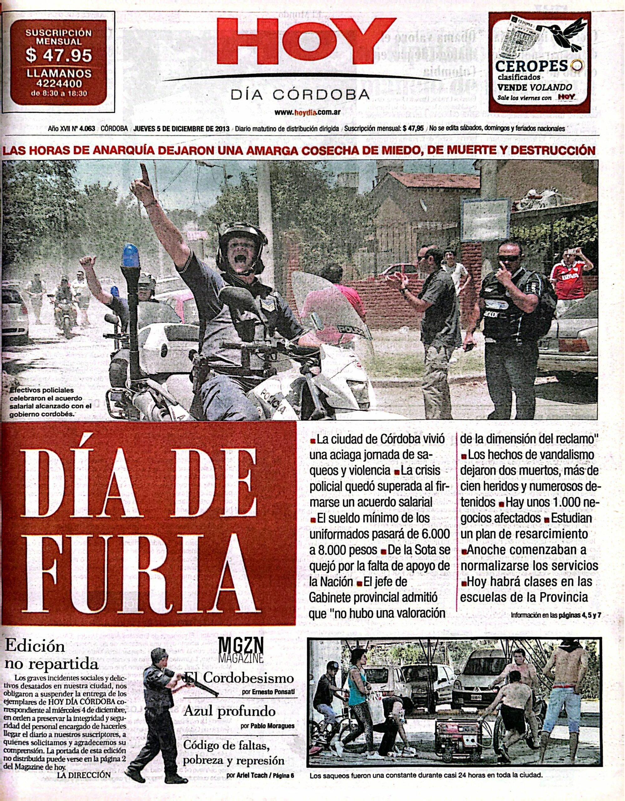 El día que no pudimos distribuir el Hoy Día Córdoba