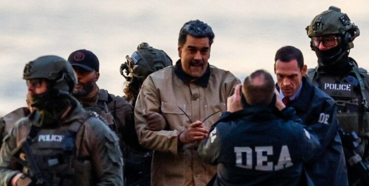 Nicolás Maduro, durante el traslado hacia el tribunal de Manhattan.
