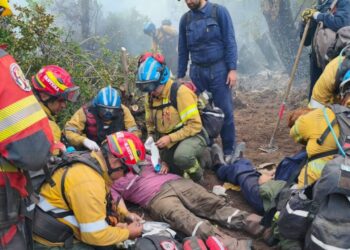 Bomberos cordobeses rescataron a dos personas de los incendios en Chubut