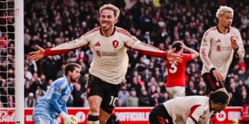 En la última, Mac Allister le dio el triunfo al Liverpool ante el Nottingham En la última, Mac Allister le dio el triunfo al Liverpool ante el Nottingham