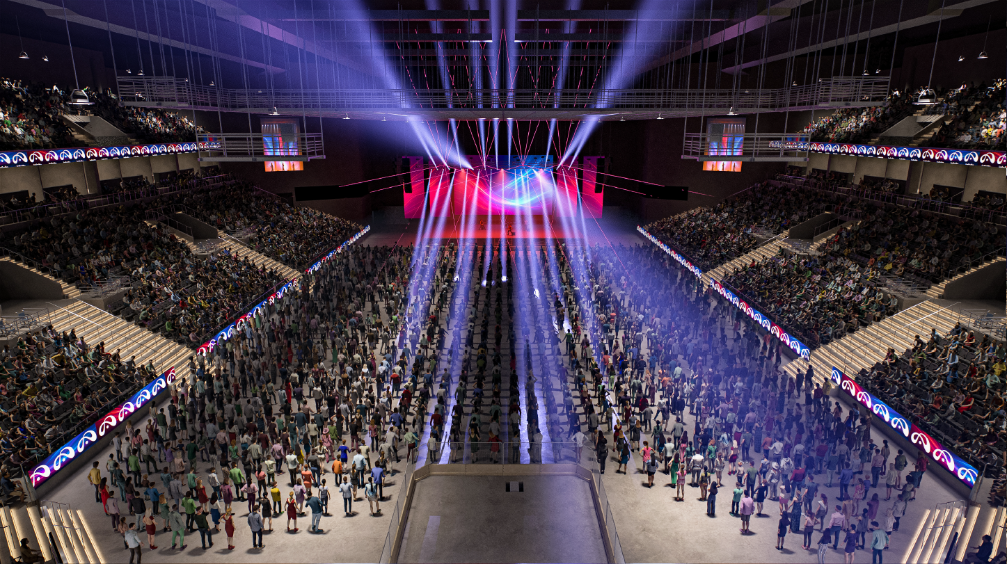 El Infinito Arena contará con un escenario móvil para modular su capacidad desde 6.000 a 14.000 personas.