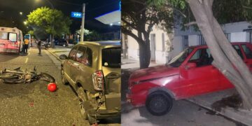 Noche accidentada un auto en General Bustos y una moto en el Cerro