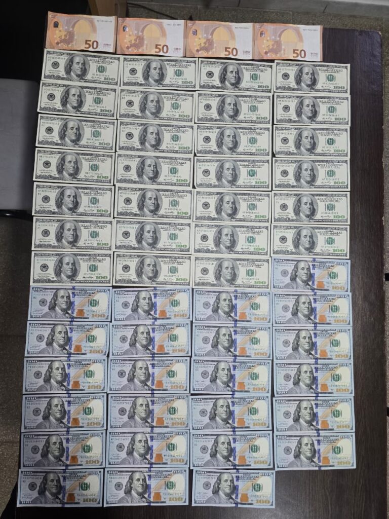 Los efectivos secuestraron una suma de 5.100 dólares estadounidenses y 200 euros.