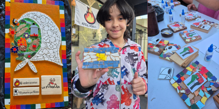 A 50 años del golpe de Estado de 1976, el trabajo de Arde Mosaico se inscribe en una disputa vigente por el sentido de la memoria en el espacio público. Fotos: Graciela Gambino.