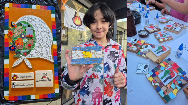 A 50 años del golpe de Estado de 1976, el trabajo de Arde Mosaico se inscribe en una disputa vigente por el sentido de la memoria en el espacio público. Fotos: Graciela Gambino.