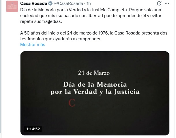 El Gobierno Nacional expone su visión de la dictadura y de "la historia completa"