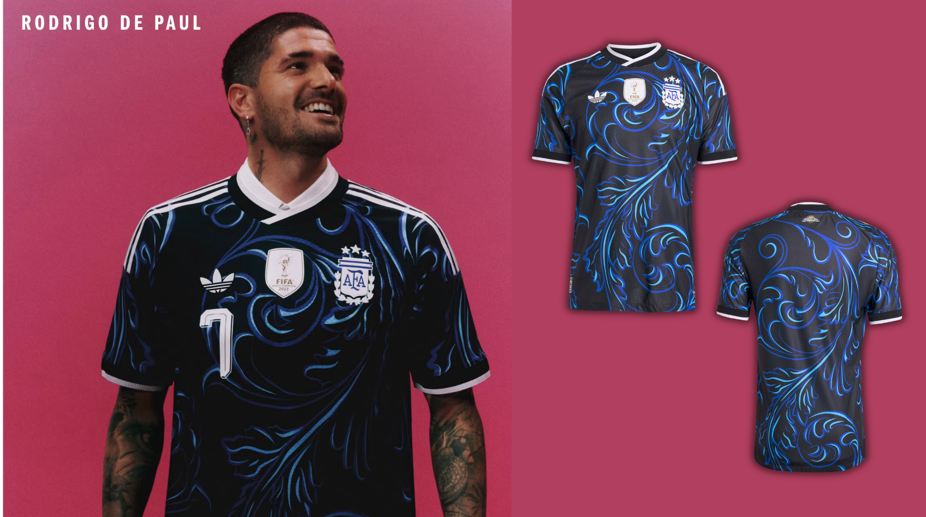 Diseñada para transmitir su estilo de vida apasionado, la camiseta alternativa de Argentina para la Copa Mundial de la FIFA 26™ se inspira en patrones de diseño del país.