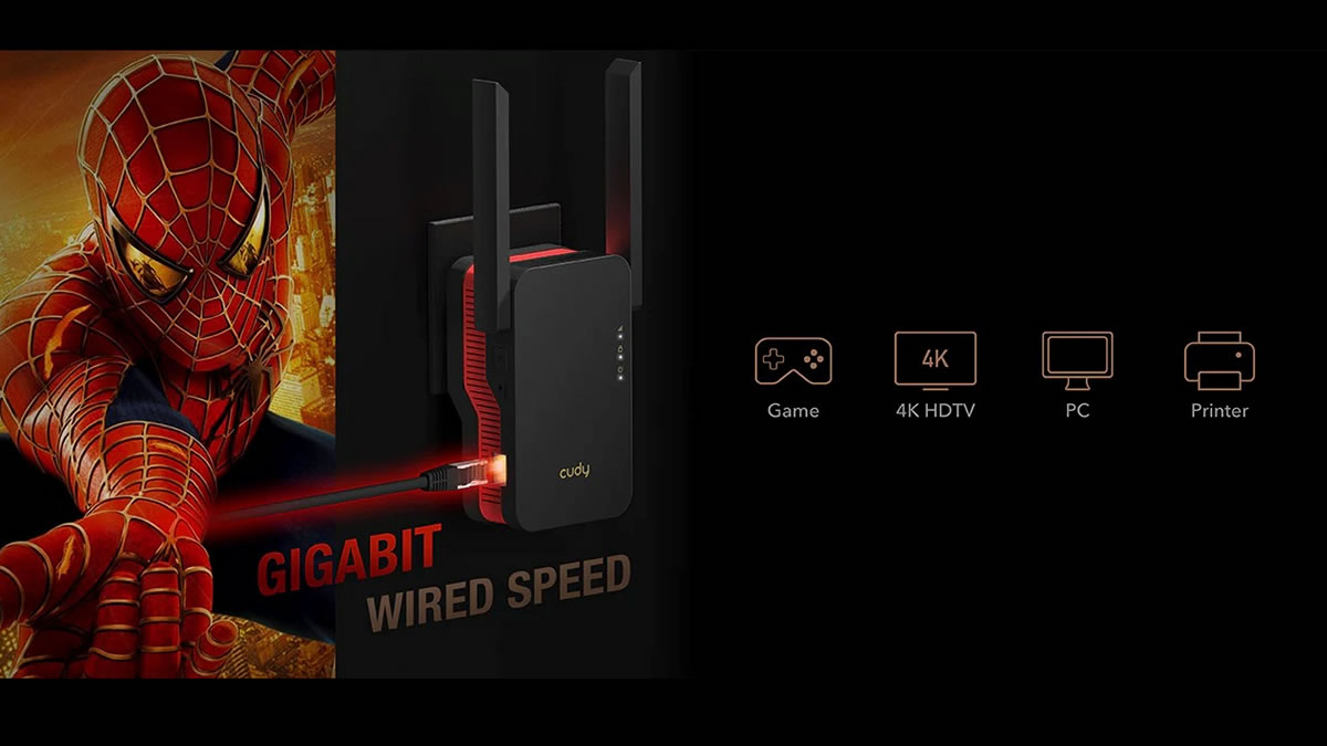 El extensor de Cudy con estética del Hombre Araña.