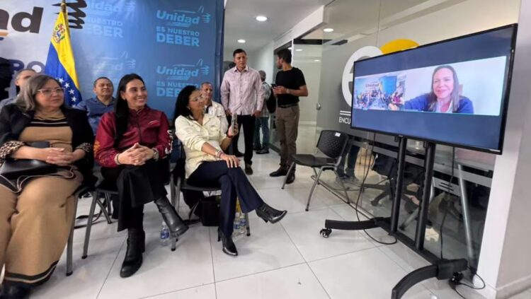 María Corina Machado participó virtualmente en el plan para convocar elecciones libres en Venezuela.