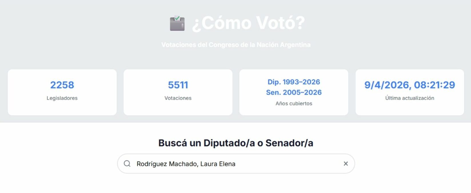  Captura de pantalla de la plataforma "¿Cómo votó?".
