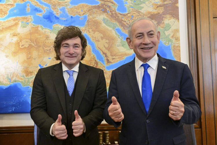 Javier Milei y el primer ministro de Israel, Benjamin Netanyahu.