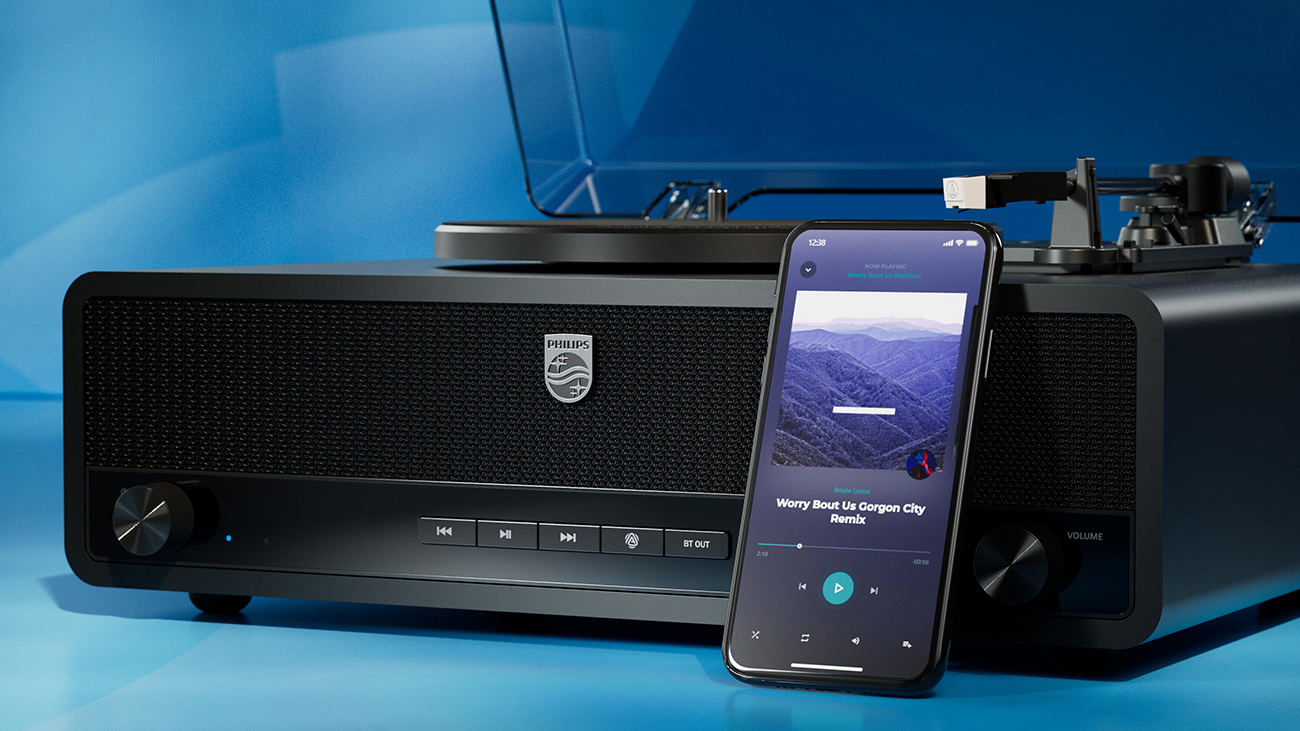 El tocadiscos también funciona como parlante Bluetooth. 