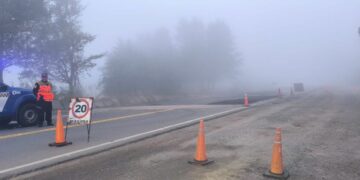 Corte total en el Camino de las Altas Cumbres por hundimiento de calzada